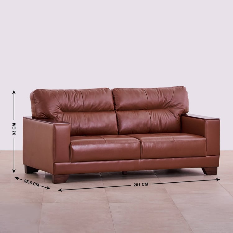 Walter Half Leather 3-Seater Sofa - Brown