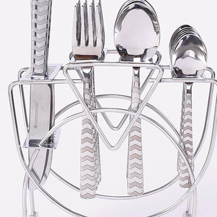 WONDERCHEF Roma Silver Stainless Steel Cutlery Set with Stand - 24 Pc