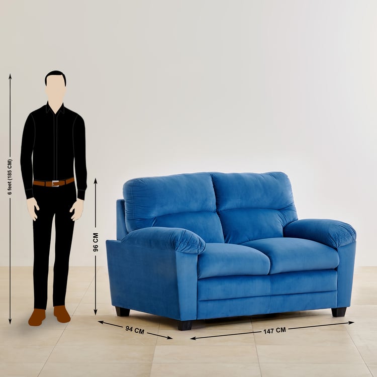 Mojo Velvet 2-Seater Sofa - Blue