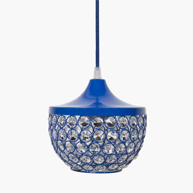 HOMESAKE Blue Crystal Embellished Goblet Metal Pendant Light