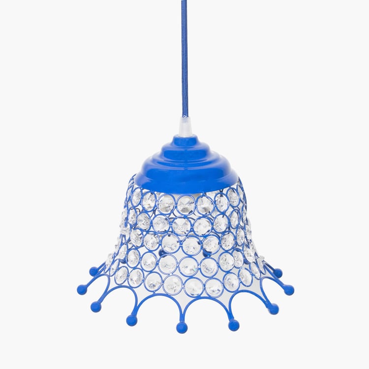 HOMESAKE Blue Crystal Embellished Umbrella Metal Pendant Light
