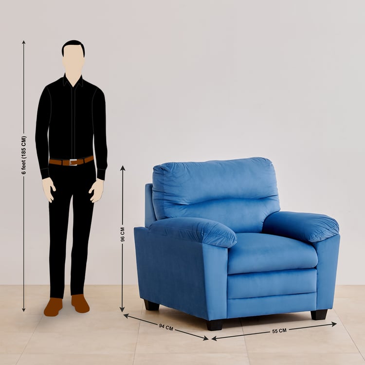 Mojo Velvet 3+2+1 Seater Sofa Set - Blue