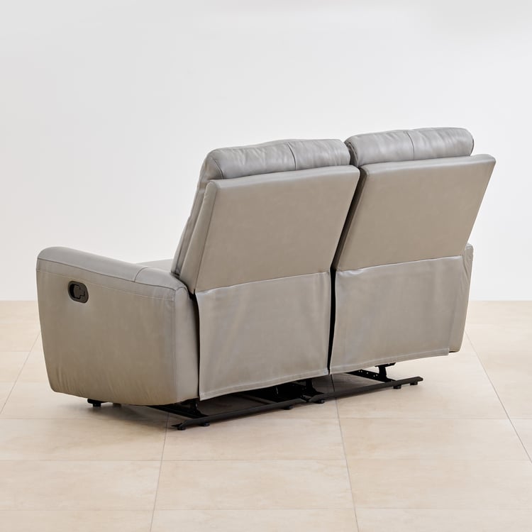 Eddison Half Leather 2-Seater Recliner - Grey