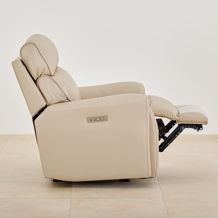 Stockholm Half Leather 1-Seater Electric Recliner - Cream