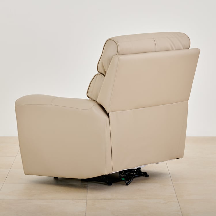 Stockholm Half Leather 1-Seater Electric Recliner - Cream