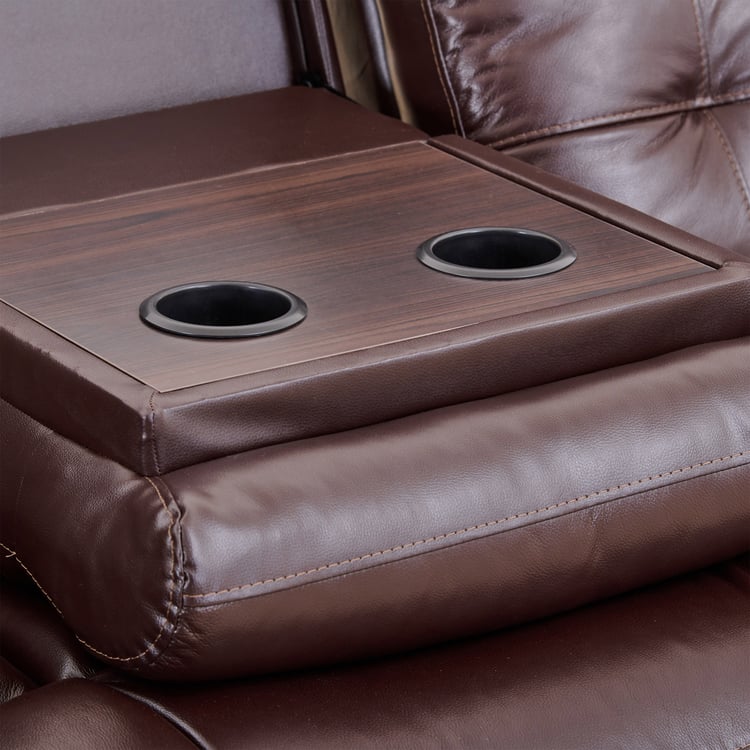 Blake Half Leather 3-Seater Recliner - Brown