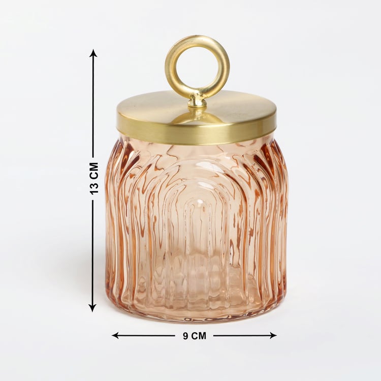 Nova Dastkari Asra Glass Cotton Jar with Metal Lid