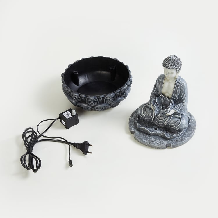 Alpine Polyresin Buddha and Lotus Fountain - 20x20x25cm