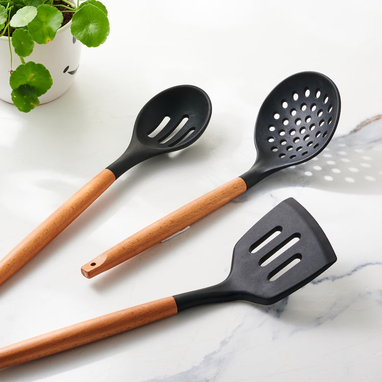 Chef Special Omega Silicone Slotted Turner with Wooden Handle