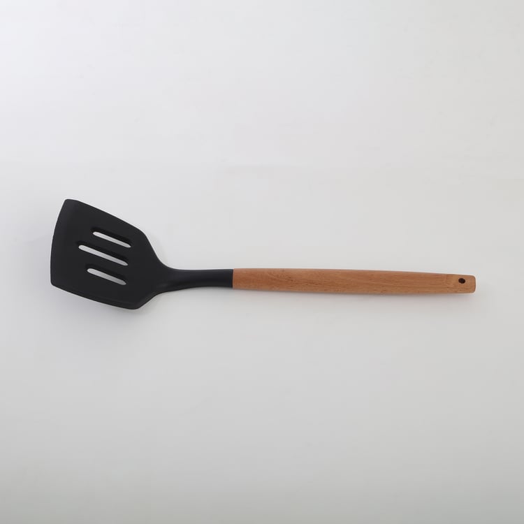 Chef Special Omega Silicone Slotted Turner with Wooden Handle