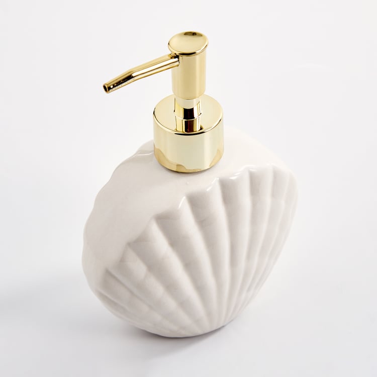 Nova Santorini Ceramic Shell-Shaped Soap Dispenser - 300ml