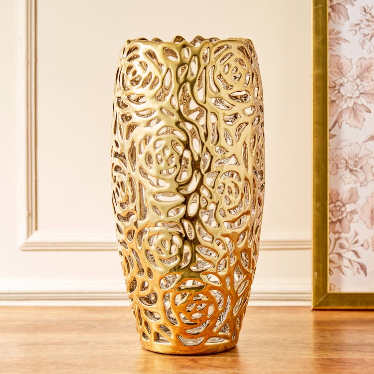 Stellar Stoneware Cutwork Tall Vase
