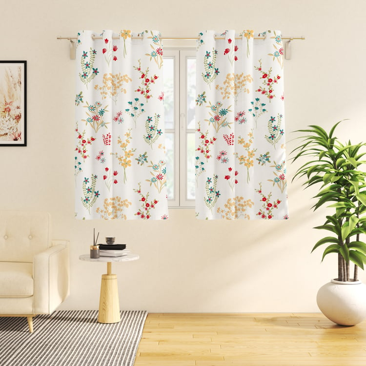Saddle Set of 2 Floral Printed Light Filtering Window Curtains