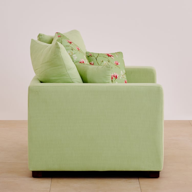 Cane Connection Fabric 2+1+1 Seater Sofa Set with Cushions - Green