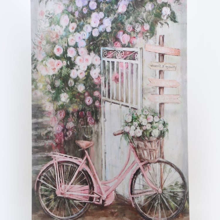 Brezza Set of 2 Canvas Flower and Bicycle Printed Picture Frames - 60x40cm