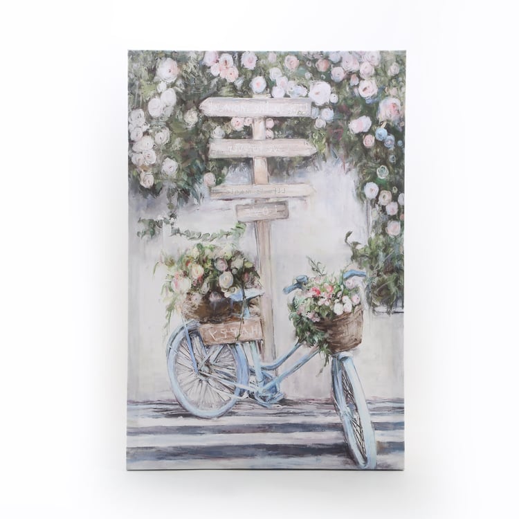 Brezza Set of 2 Canvas Flower and Bicycle Printed Picture Frames - 60x40cm