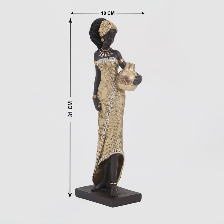 Jaguar Polyresin Standing African Woman Figurine