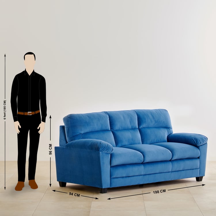 Mojo Velvet 3+2+2 Seater Sofa Set - Blue