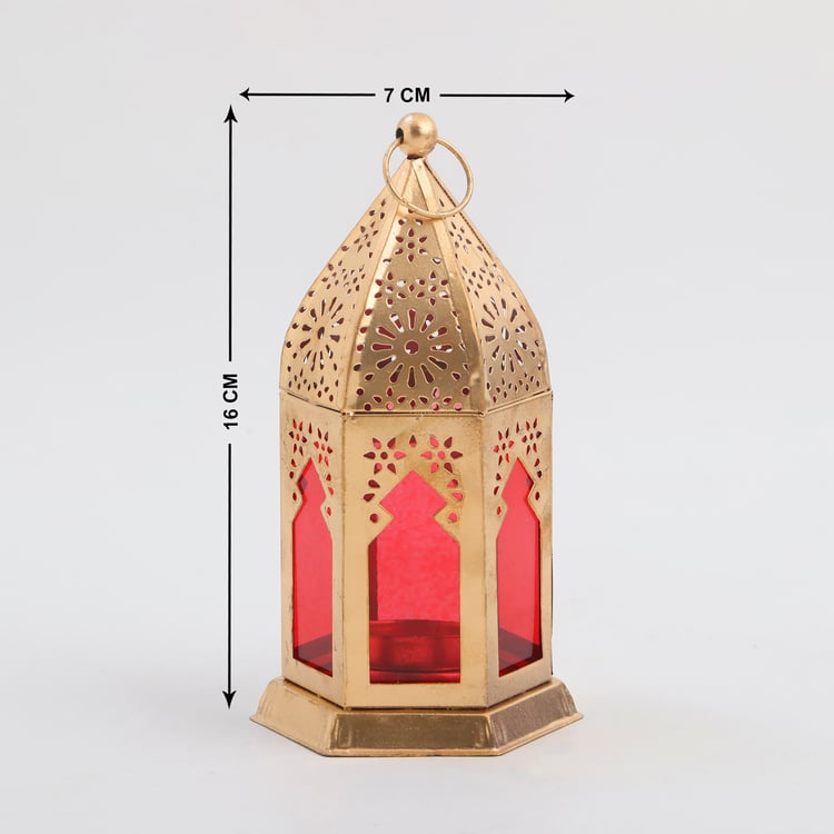 Salsa Glass and Metal Moroccan Hanging Lantern