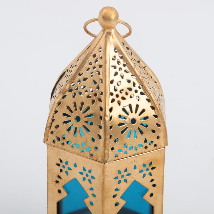 Salsa Glass and Metal Moroccan Hanging Lantern