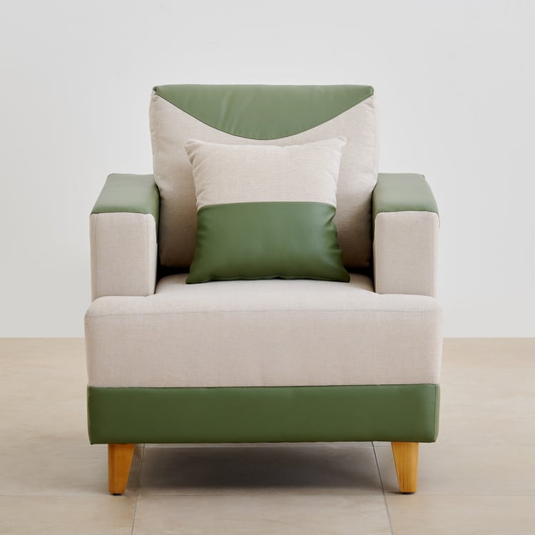 Calvin Fabric 1-Seater Sofa - Beige and Green