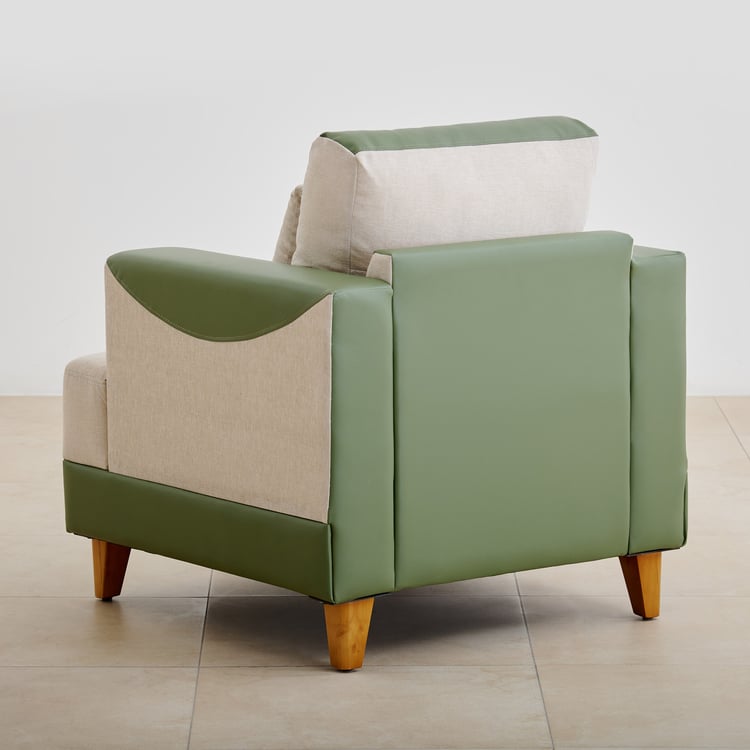 Calvin Fabric 1-Seater Sofa - Beige and Green