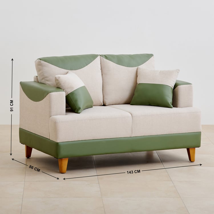 Calvin Fabric 2-Seater Sofa - Beige and Green