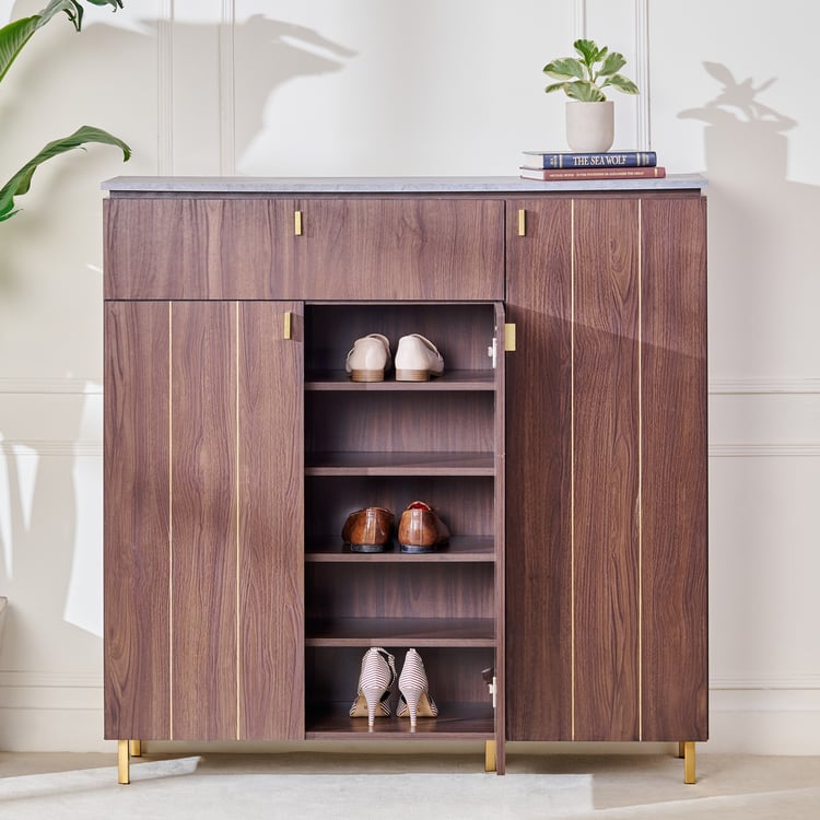 Roger 21 Pairs Shoe Cabinet with Drawer - Brown