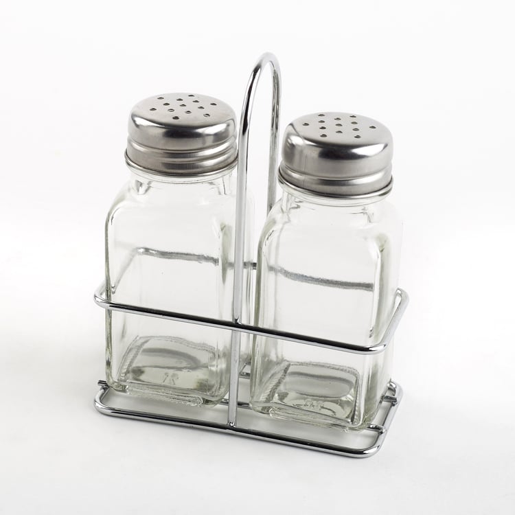 Pacific Blithe Set of 2 Glass Spice Jars with Stand - 80ml