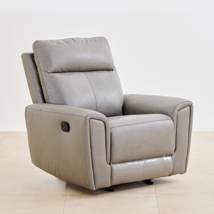 Eddison Half Leather 2+1+1 Seater Recliner Set - Grey