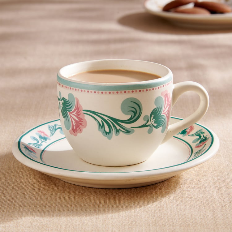 Mohar Stoneware Printed Cup and Saucer - 180ml