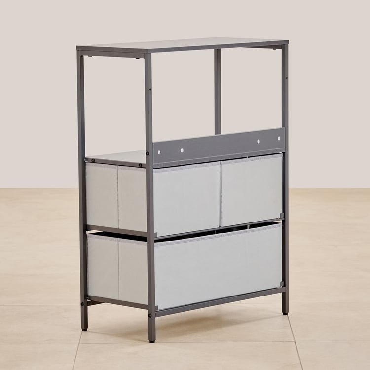 Helios Ethan Metal 3-Tier Multipurpose Cabinet - Grey
