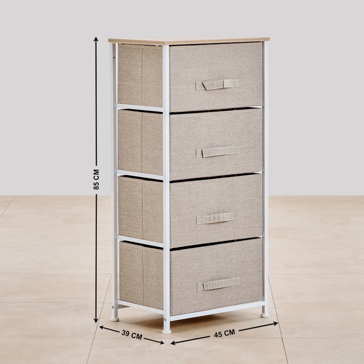 Helios Ethan Metal 4-Tier Multipurpose Cabinet - Beige