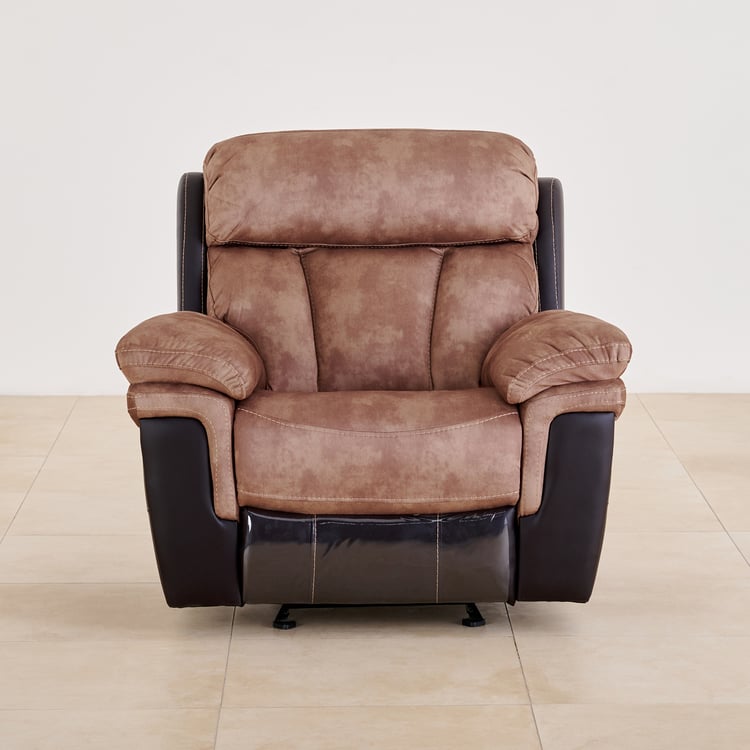 Aries Faux Leather 1-Seater Rocking Recliner - Brown