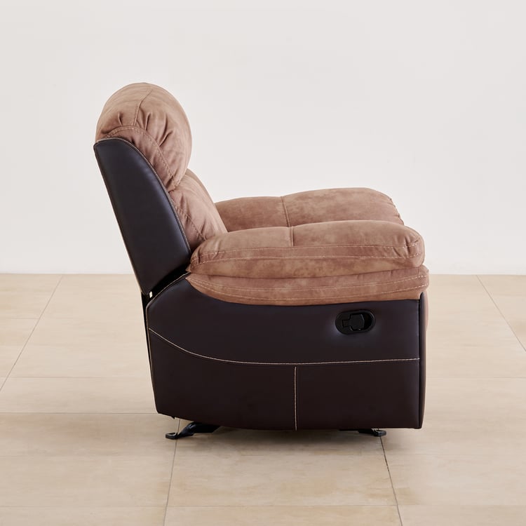 Aries Faux Leather 1-Seater Rocking Recliner - Brown