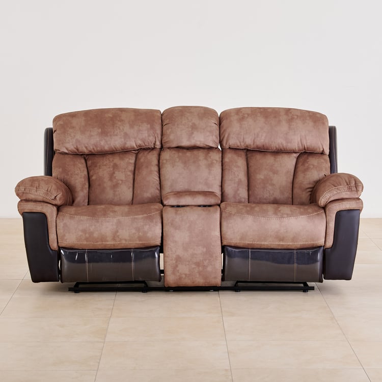 Aries Faux Leather 2-Seater Rocking Recliner - Brown