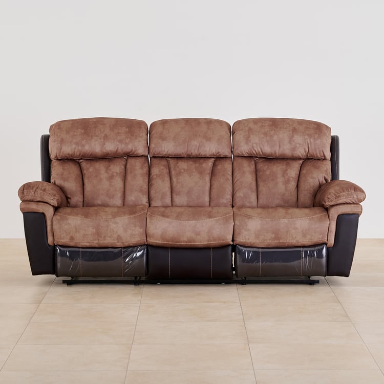 Aries Faux Leather 3-Seater Recliner - Brown