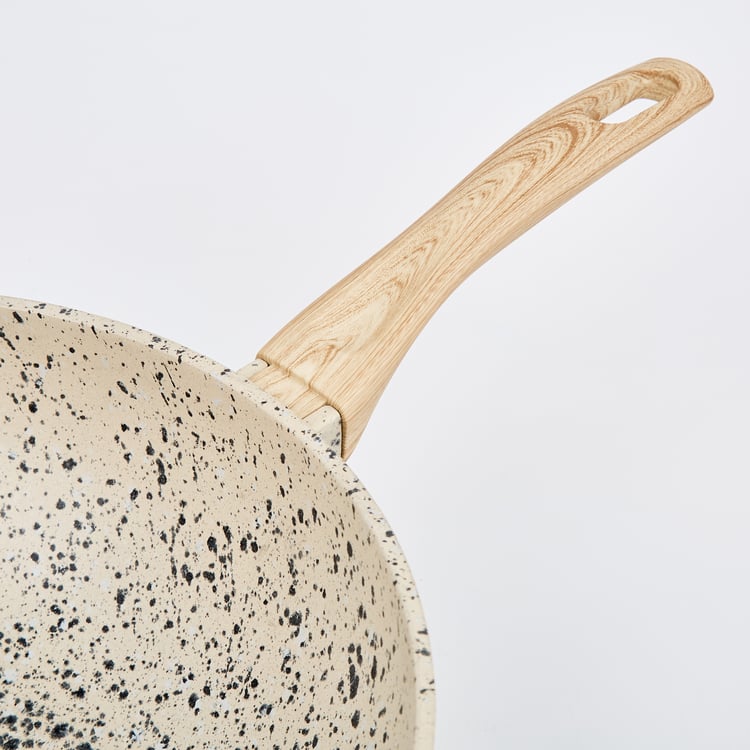 Marshmallow Adele Aluminium Wok with Wooden Handle - 51cm