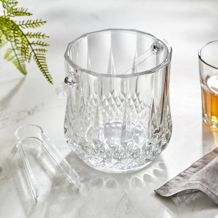 Wexford Set of 2 Glass Ice Bucket and Tongs - 800ml
