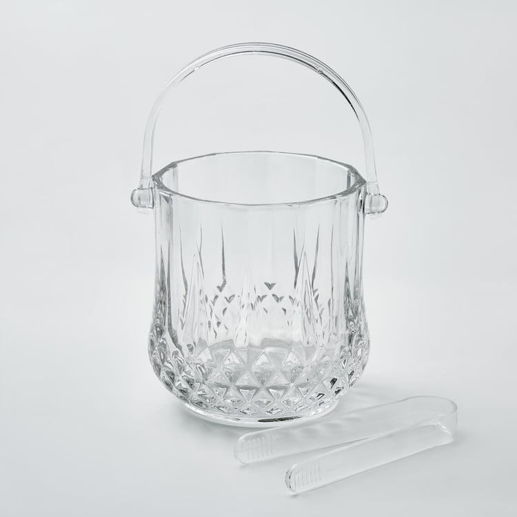 Wexford Set of 2 Glass Ice Bucket and Tongs - 800ml