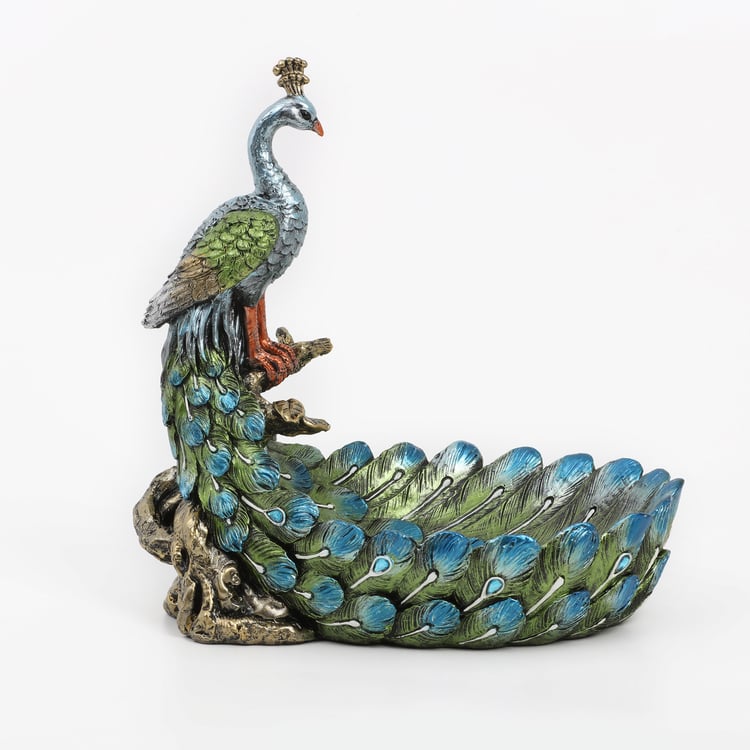 Mayur Polyresin Decorative Peacock Bowl