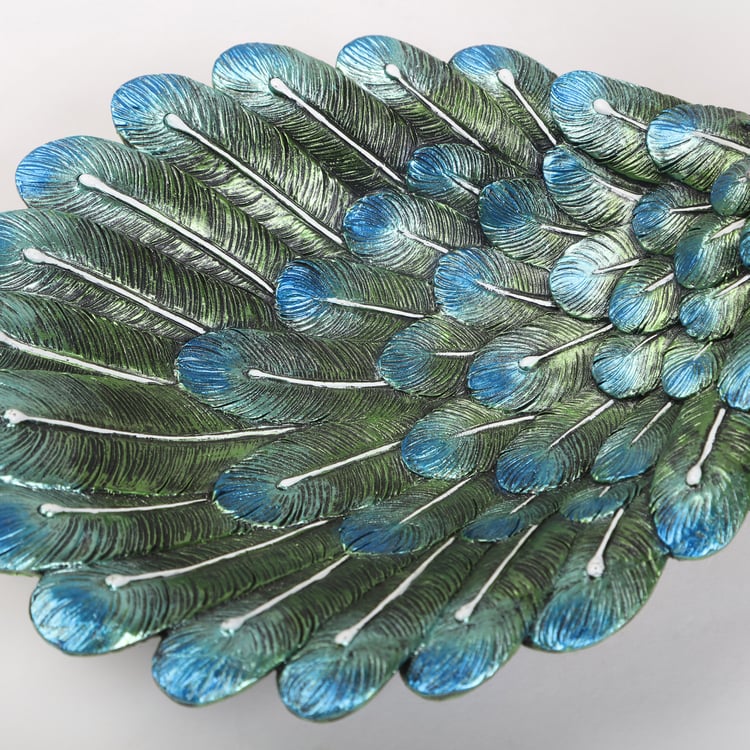 Mayur Polyresin Peacock Decorative Platter
