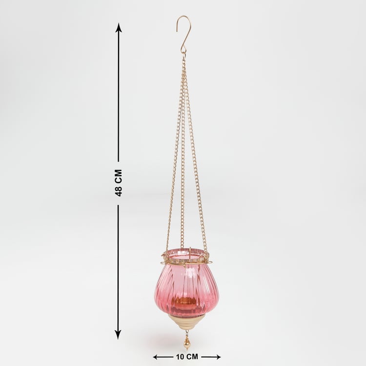 Bleam Glass and Iron Hanging T-Light Holder