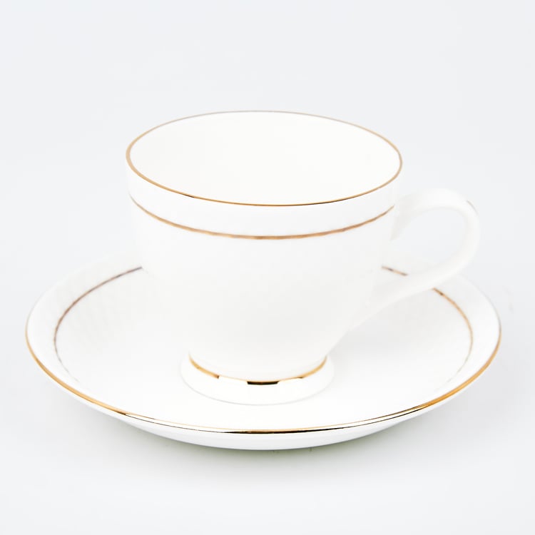 Corsica Gold Line Set of 6 Bone China Cups and Saucers - 200ml