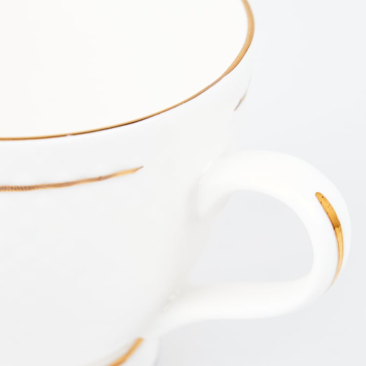 Corsica Gold Line Set of 6 Bone China Cups and Saucers - 200ml