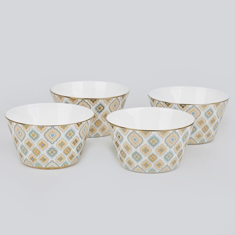 Corsica Ebony Set of 4 Bone China Printed Cereal Bowl - 480ml