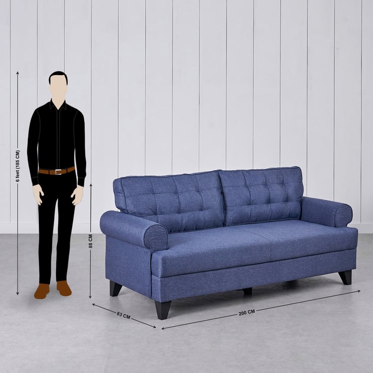 Helios California Fabric 3+2 Seater Sofa Set - Blue