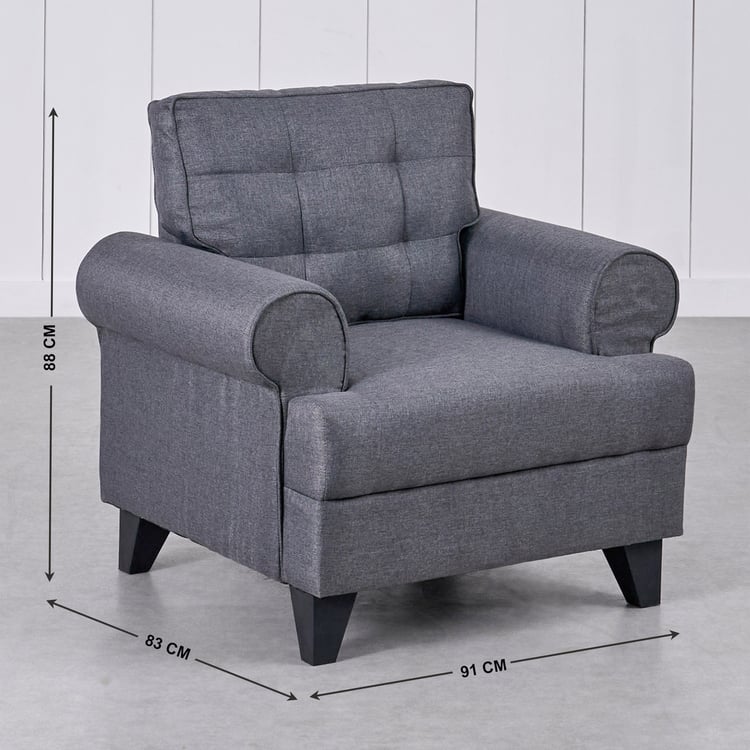 Helios California Fabric 3+1+1 Seater Sofa Set - Grey