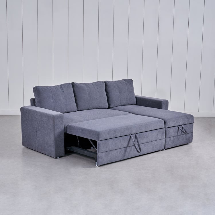 Woodland Fabric 2-Seater Storage Sofa Bed with Chaise - Grey
