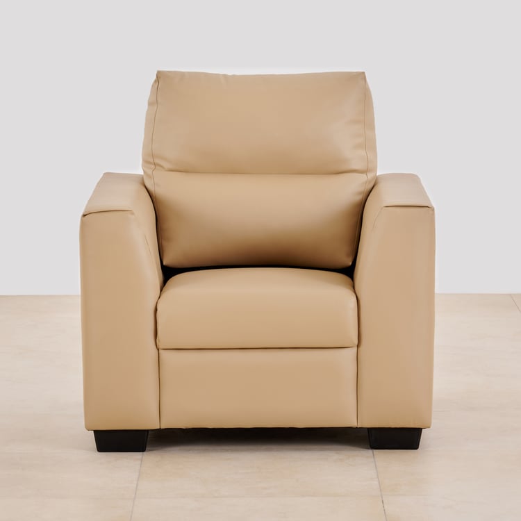 Ellora Faux Leather 1-Seater Sofa - Beige